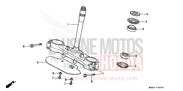 LENKSCHAFT von Africa Twin SHASTA WHITE (NH138H) von 1989